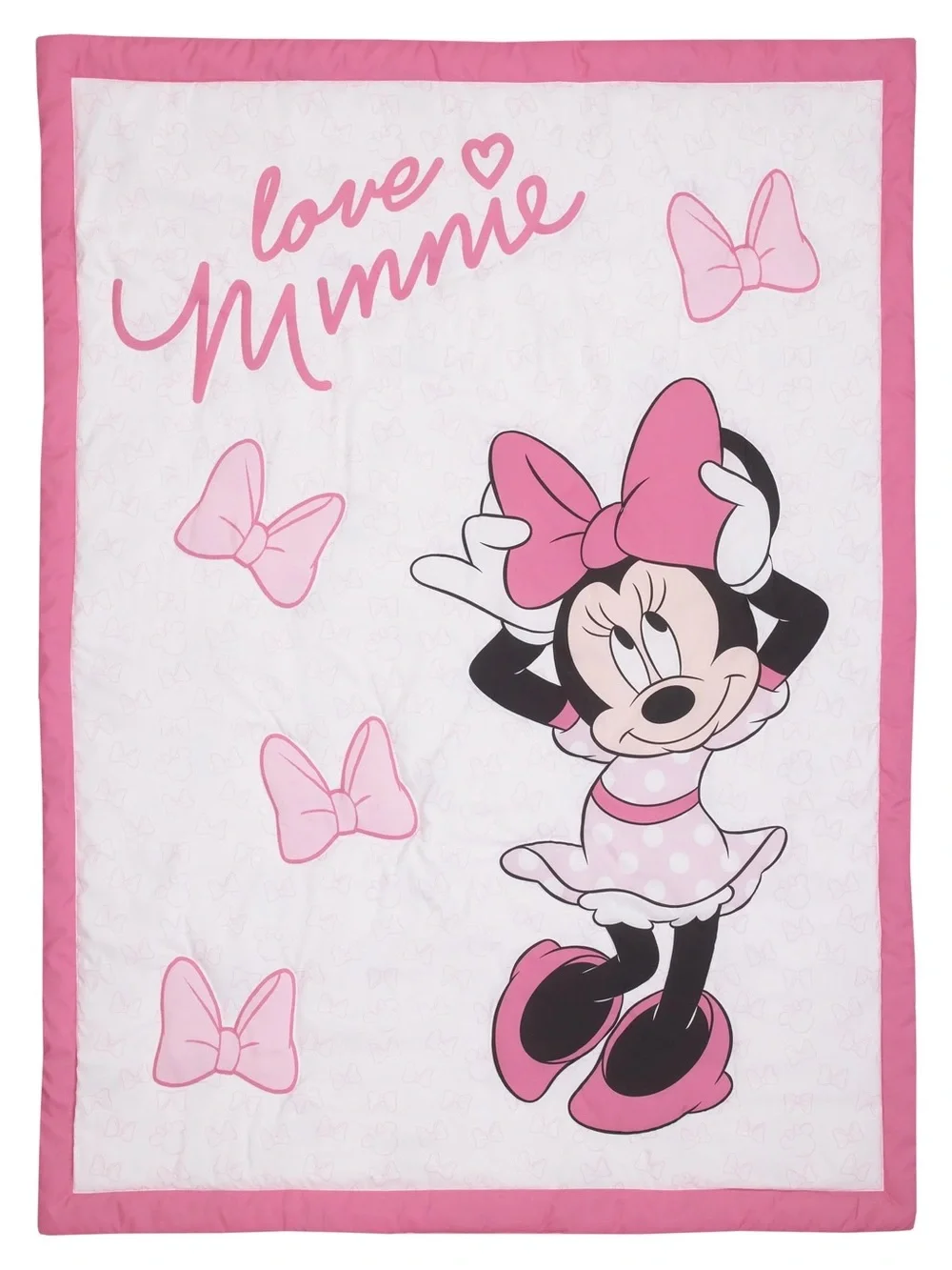 Disney Minnie Mouse 3 pc Pink Love Minnie Toddler Bedding Set Comforter Sheets